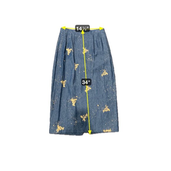 Vintage Howard Wolf Sport Blue Gold Two Piece Denim Dress Jacket Set Sz Large - Picture 12 of 13